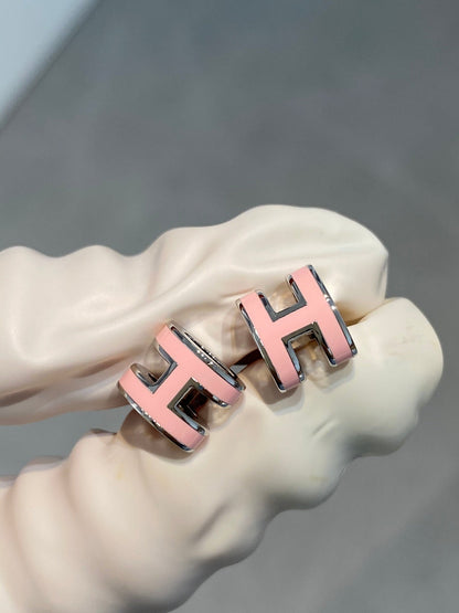 [⭐moonlume]MINI POP H SILVER EARRINGS PINK
