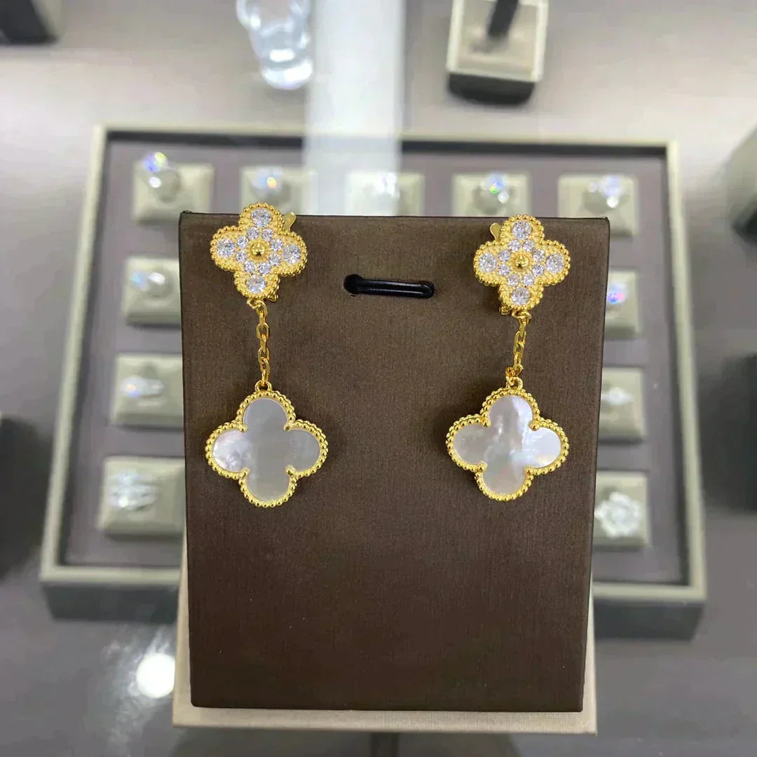 [⭐moonlume]CLOVER  2 MOTIFS  DIAMOND  EARRINGS (MULTIPLE CHOICESç´
