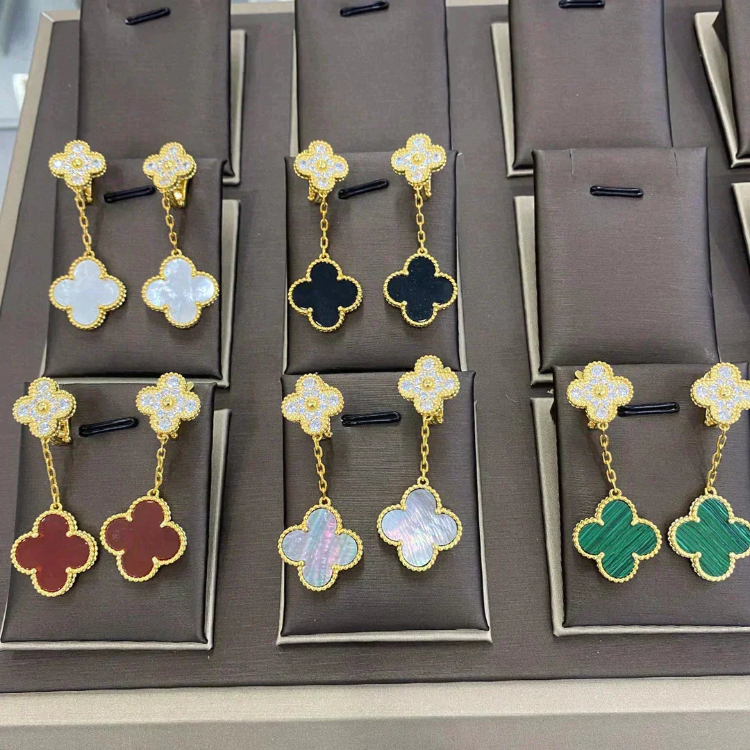 [⭐moonlume]CLOVER  2 MOTIFS  DIAMOND  EARRINGS (MULTIPLE CHOICESç´