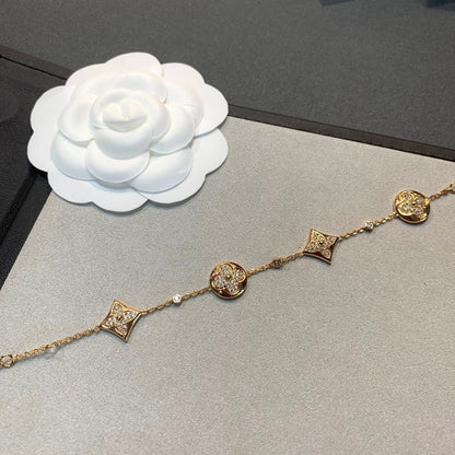 [⭐moonlume]STAR AND SUN 4 MOTIFS GOLD DIAMONDS BRACELET