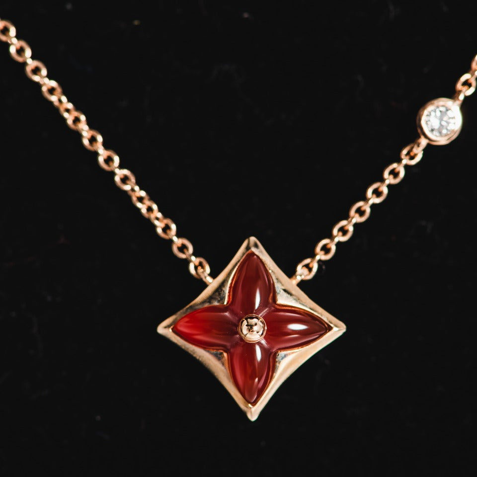 [⭐moonlume]STAR NECKLACE PINK GOLD 1 DIAMOND