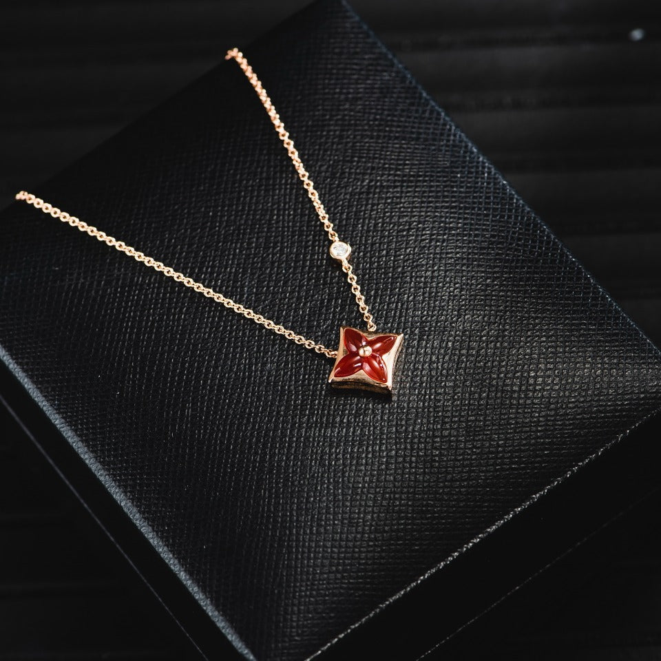 [⭐moonlume]STAR NECKLACE PINK GOLD 1 DIAMOND