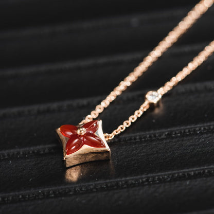 [⭐moonlume]STAR NECKLACE PINK GOLD 1 DIAMOND