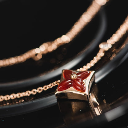 [⭐moonlume]STAR NECKLACE PINK GOLD 1 DIAMOND