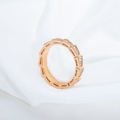 [⭐moonlume]SERPENTI RING PINK GOLD DIAMOND PAVED 3MM
