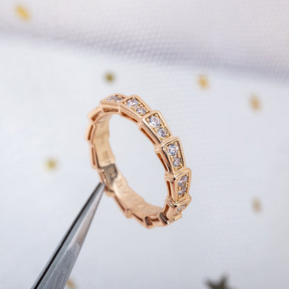 [⭐moonlume]SERPENTI RING PINK GOLD DIAMOND PAVED 3MM