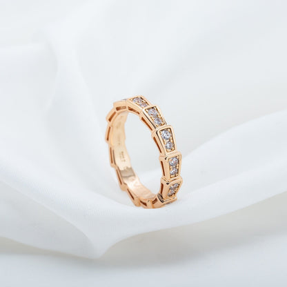 [⭐moonlume]SERPENTI RING PINK GOLD DIAMOND PAVED 3MM