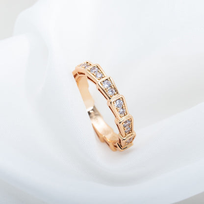 [⭐moonlume]SERPENTI RING PINK GOLD DIAMOND PAVED 3MM