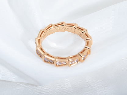 [⭐moonlume]SERPENTI RING PINK GOLD DIAMOND PAVED 3MM