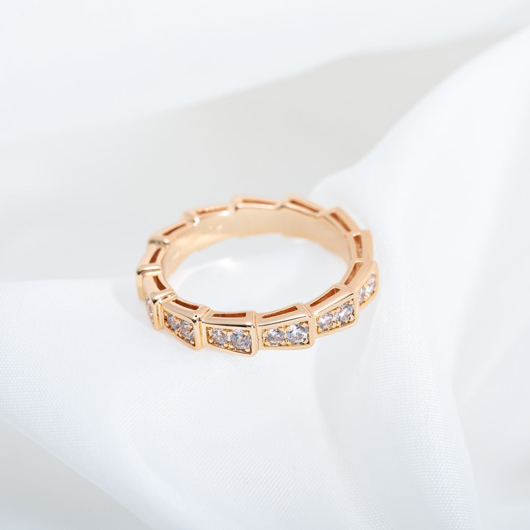 [⭐moonlume]SERPENTI RING PINK GOLD DIAMOND PAVED 3MM
