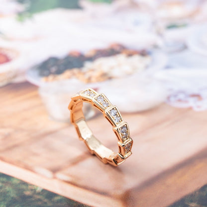 [⭐moonlume]SERPENTI RING PINK GOLD DIAMOND PAVED 3MM