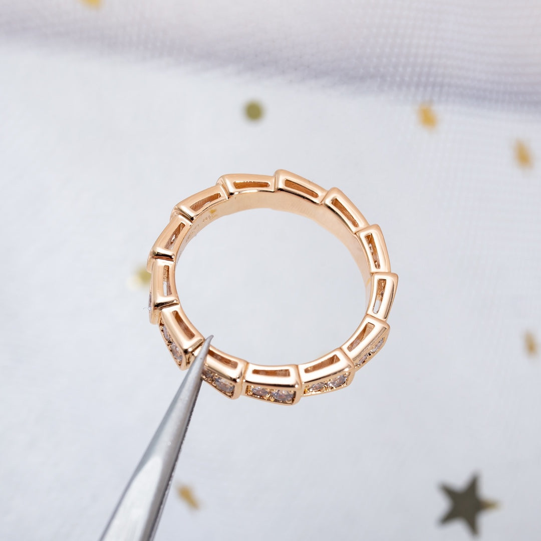 [⭐moonlume]SERPENTI RING PINK GOLD DIAMOND PAVED 3MM
