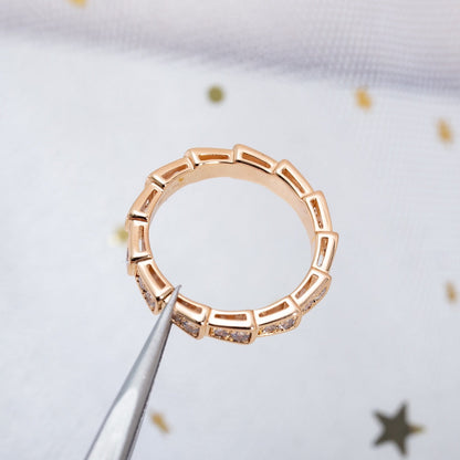 [⭐moonlume]SERPENTI RING PINK GOLD DIAMOND PAVED 3MM