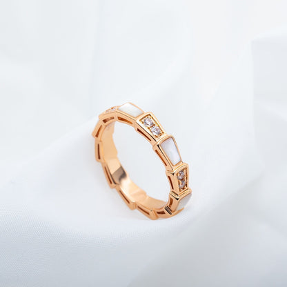 [⭐moonlume]SERPENTI RING PINK GOLD DIAMOND MOP 3MM