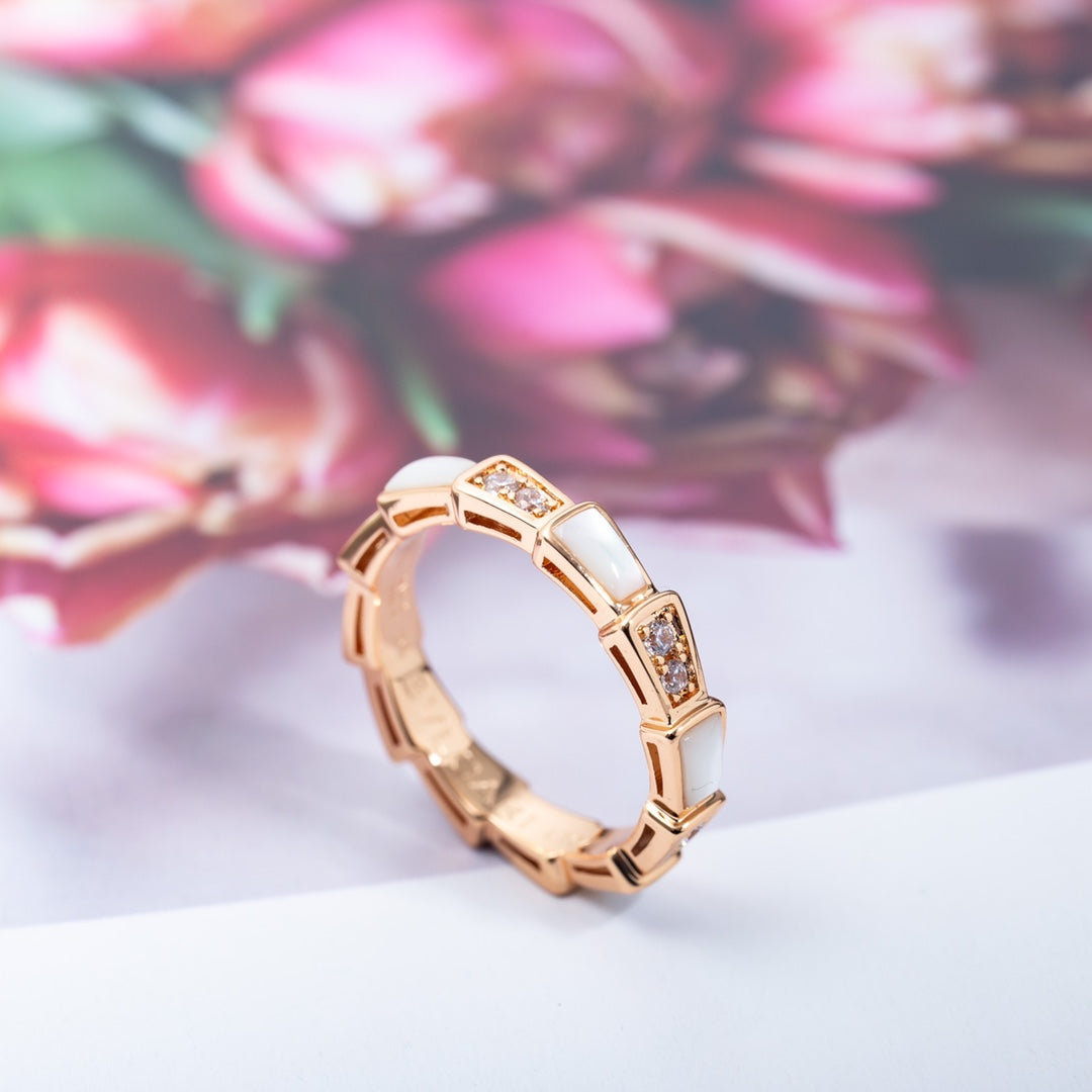 [⭐moonlume]SERPENTI RING PINK GOLD DIAMOND MOP 3MM