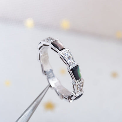 [⭐moonlume]SERPENTI RING SILVER  DIAMOND BLACK MOP 3MM