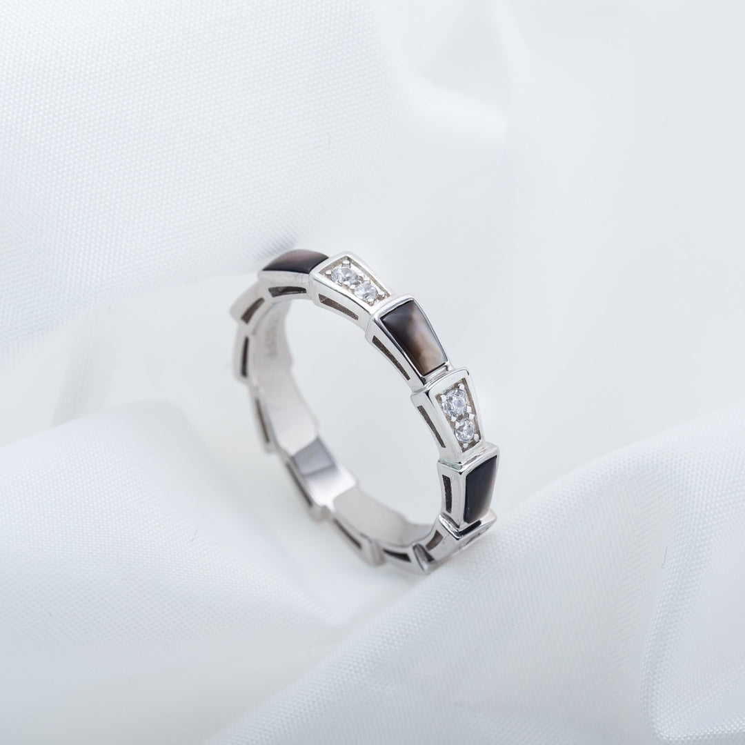 [⭐moonlume]SERPENTI RING SILVER  DIAMOND BLACK MOP 3MM