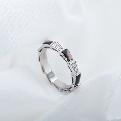 [⭐moonlume]SERPENTI RING SILVER  DIAMOND BLACK MOP 3MM