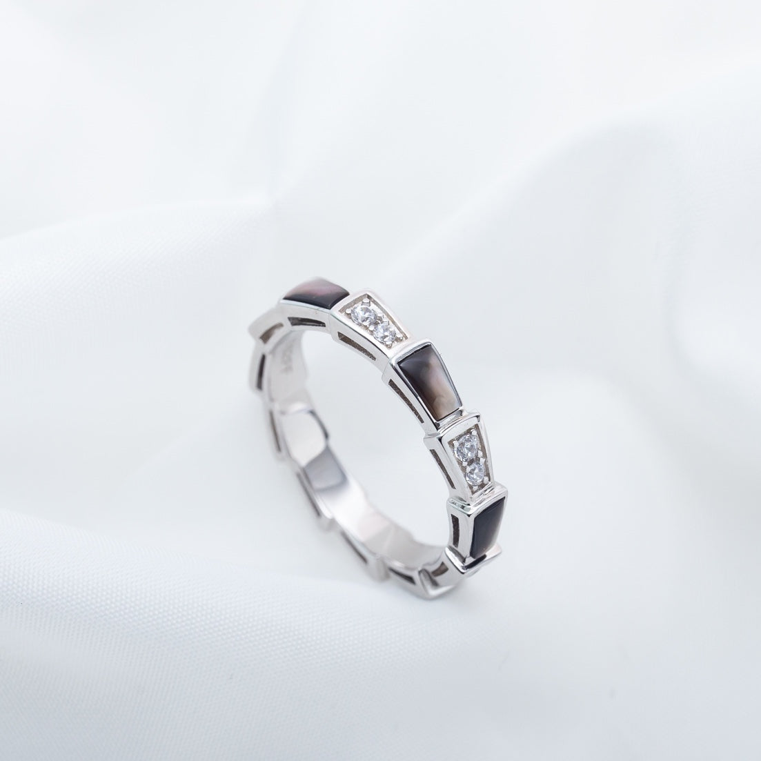 [⭐moonlume]SERPENTI RING SILVER  DIAMOND BLACK MOP 3MM