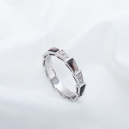 [⭐moonlume]SERPENTI RING SILVER  DIAMOND BLACK MOP 3MM