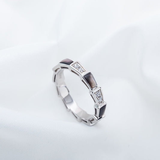 [⭐moonlume]SERPENTI RING SILVER  DIAMOND BLACK MOP 3MM
