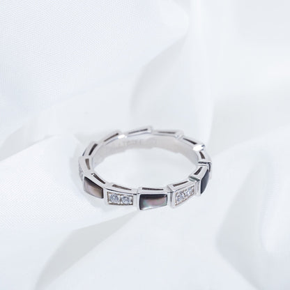 [⭐moonlume]SERPENTI RING SILVER  DIAMOND BLACK MOP 3MM