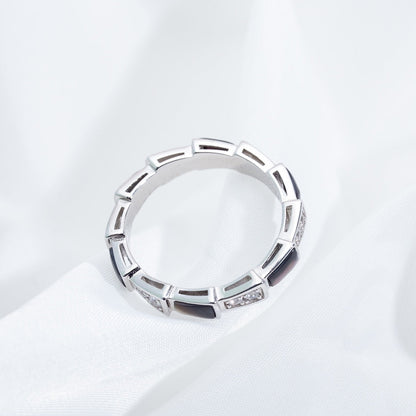 [⭐moonlume]SERPENTI RING SILVER  DIAMOND BLACK MOP 3MM