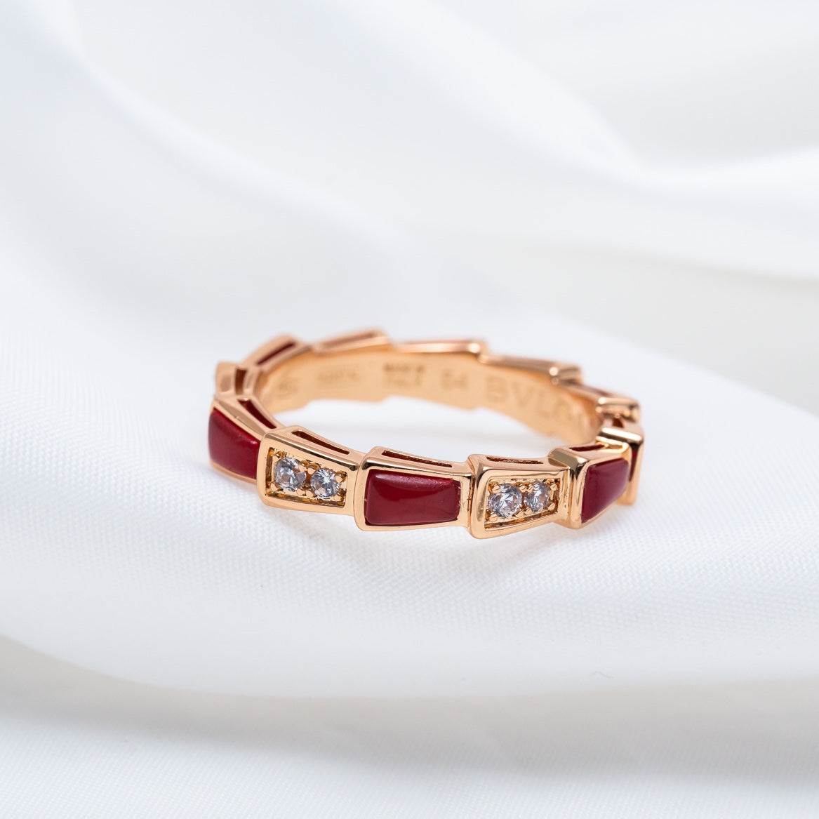 [⭐moonlume]SERPENTI RING PINK GOLD CARNELIAN DIAMOND 3MM