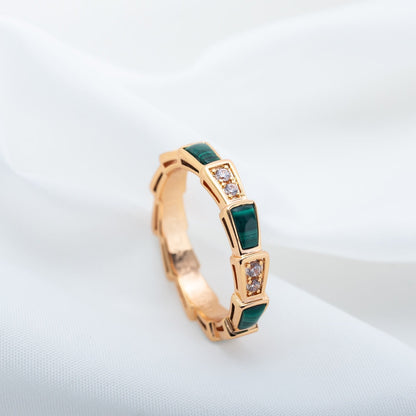 [⭐moonlume]SERPENTI RING PINK GOLD MALACHITE DIAMOND 3MM