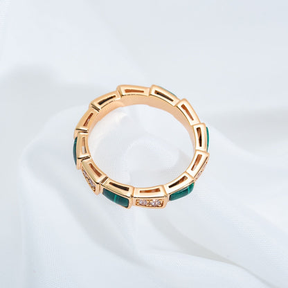 [⭐moonlume]SERPENTI RING PINK GOLD MALACHITE DIAMOND 3MM