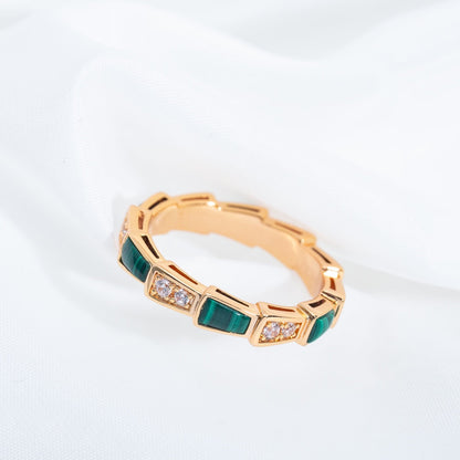 [⭐moonlume]SERPENTI RING PINK GOLD MALACHITE DIAMOND 3MM