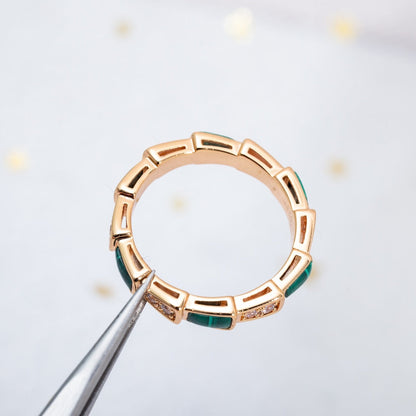 [⭐moonlume]SERPENTI RING PINK GOLD MALACHITE DIAMOND 3MM
