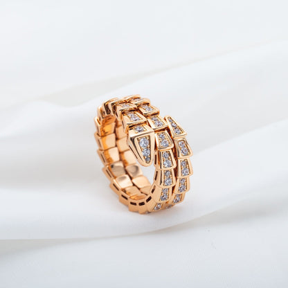 [⭐moonlume]SERPENTI RING PINK GOLD DIAMOND DOUBLE ROW
