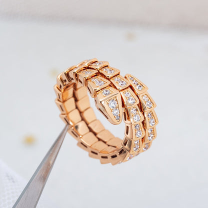 [⭐moonlume]SERPENTI RING PINK GOLD DIAMOND DOUBLE ROW