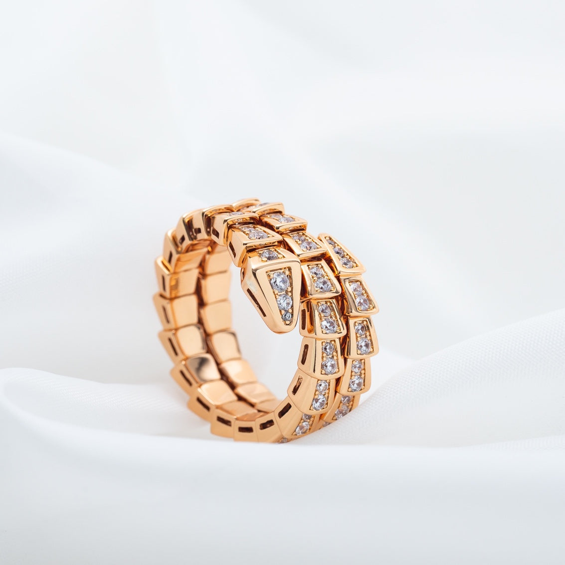 [⭐moonlume]SERPENTI RING PINK GOLD DIAMOND DOUBLE ROW