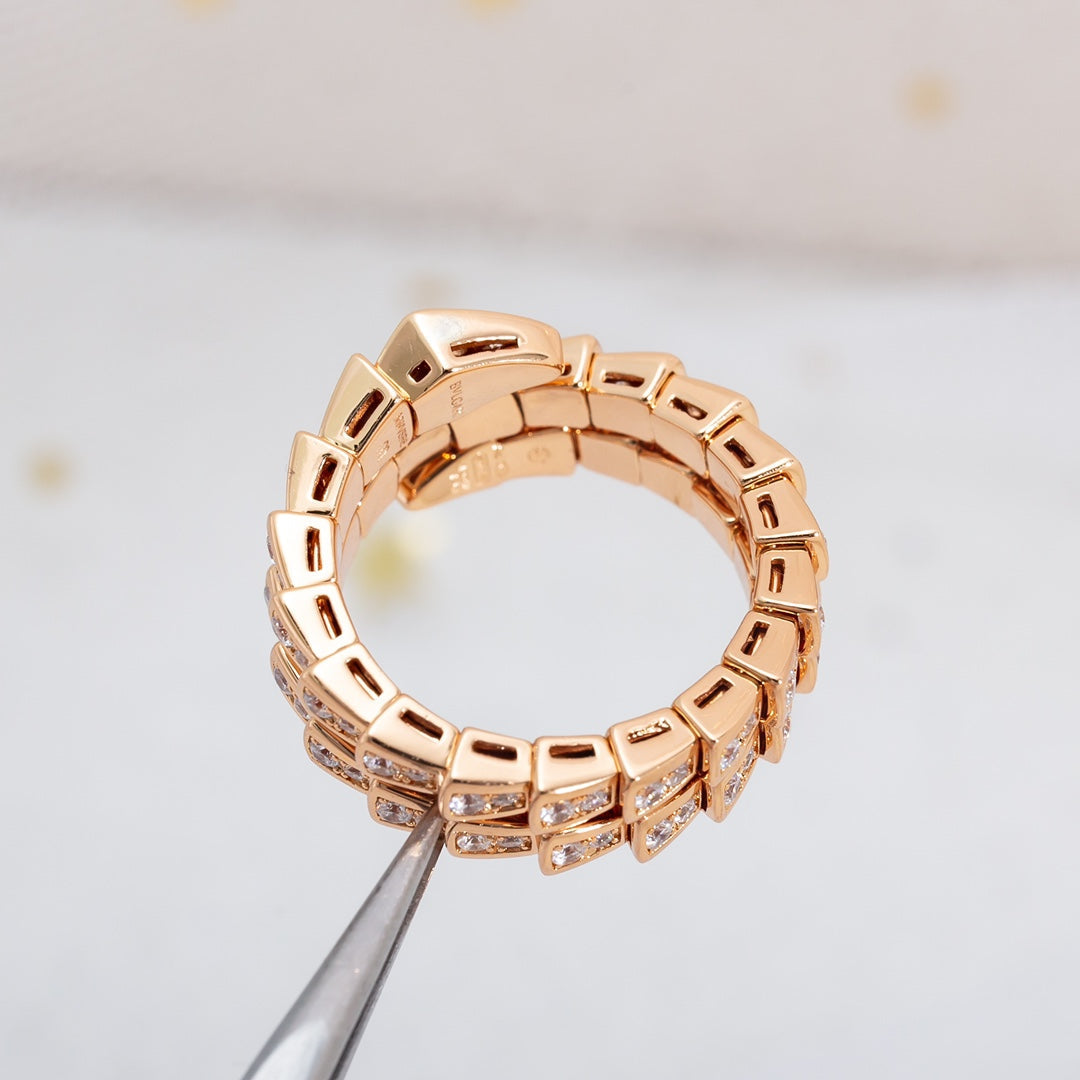 [⭐moonlume]SERPENTI RING PINK GOLD DIAMOND DOUBLE ROW