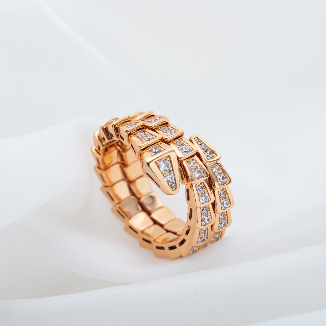 [⭐moonlume]SERPENTI RING PINK GOLD DIAMOND DOUBLE ROW