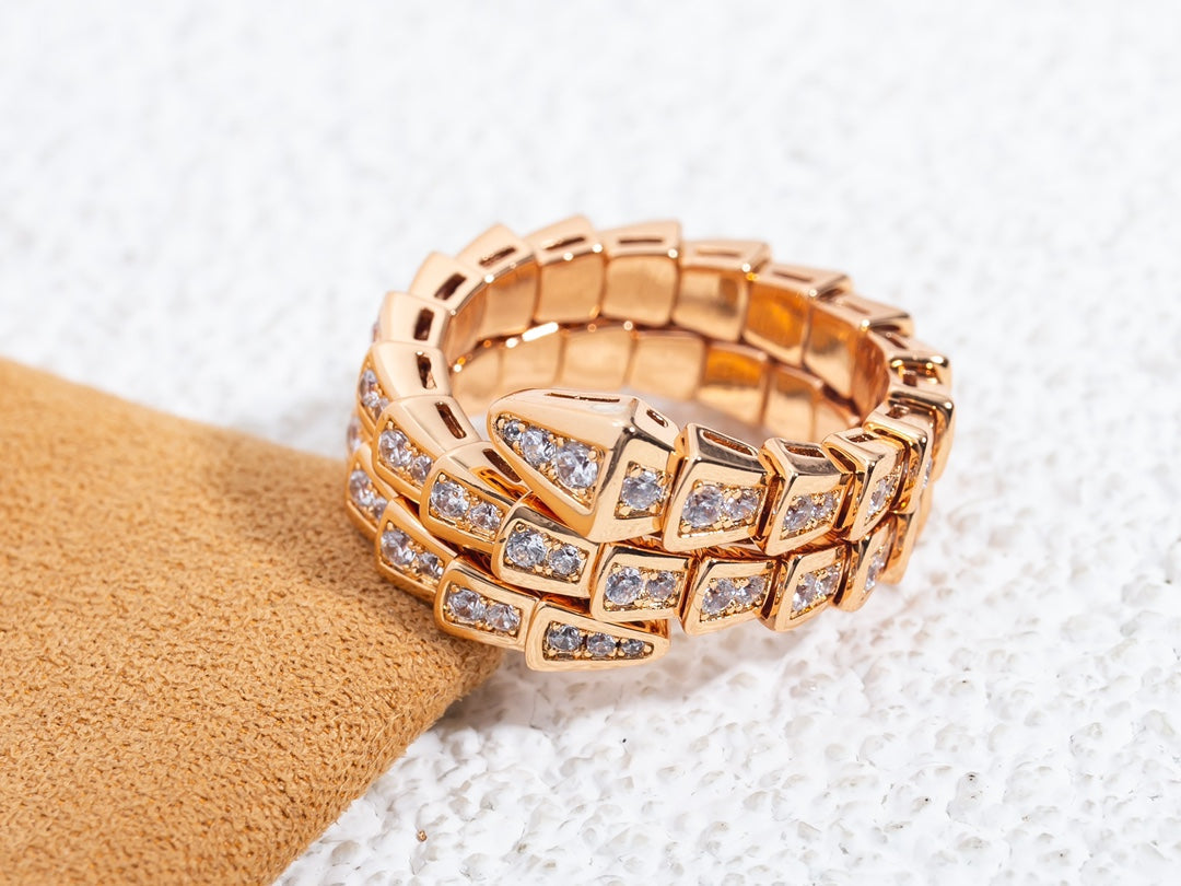 [⭐moonlume]SERPENTI RING PINK GOLD DIAMOND DOUBLE ROW