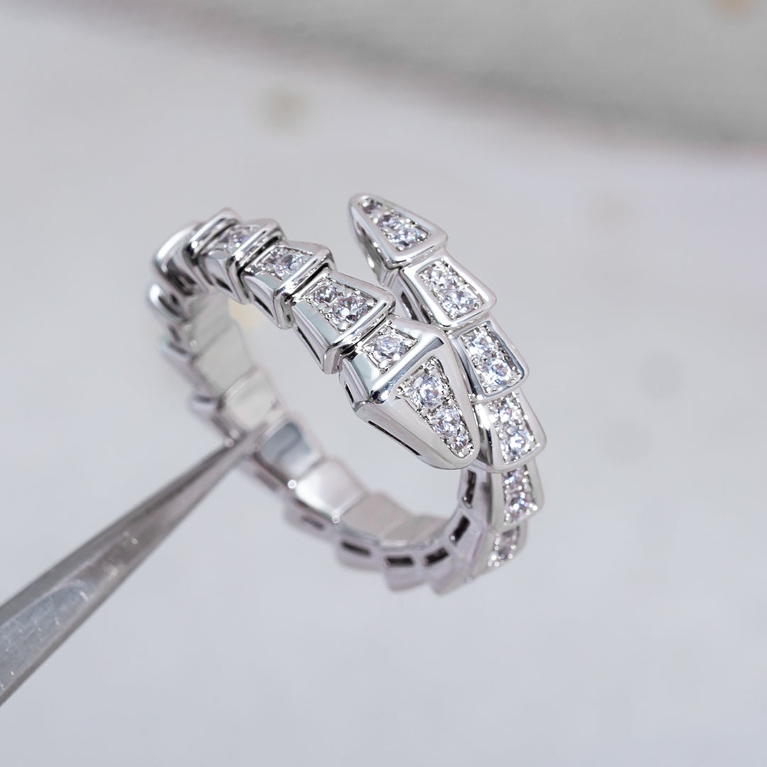 [⭐moonlume]SERPENTI RING SILVER DIAMOND PAVED 4MM