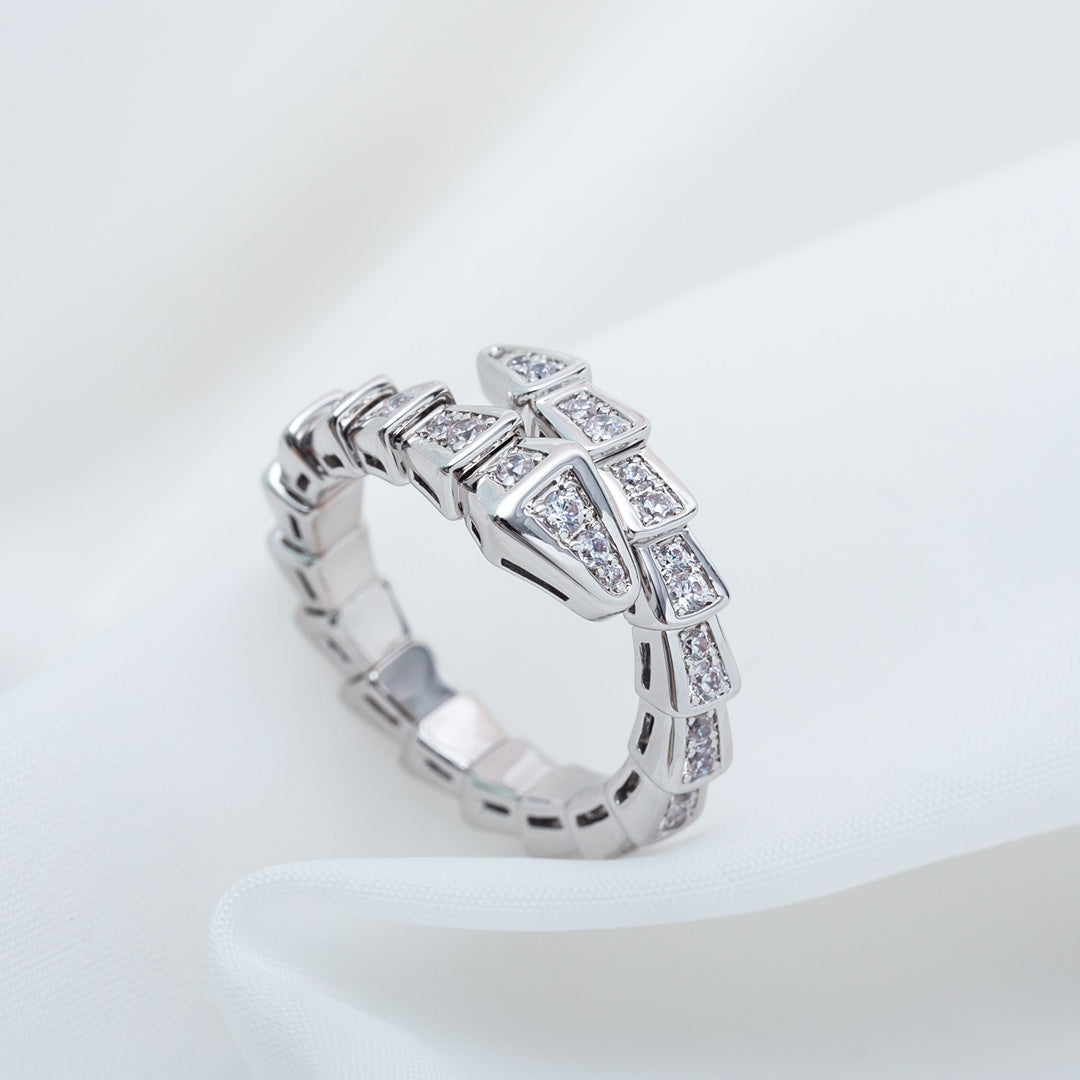 [⭐moonlume]SERPENTI RING SILVER DIAMOND PAVED 4MM