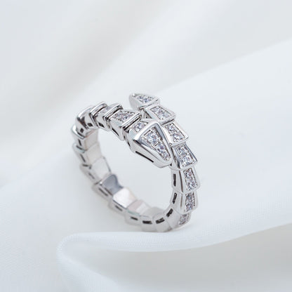 [⭐moonlume]SERPENTI RING SILVER DIAMOND PAVED 4MM