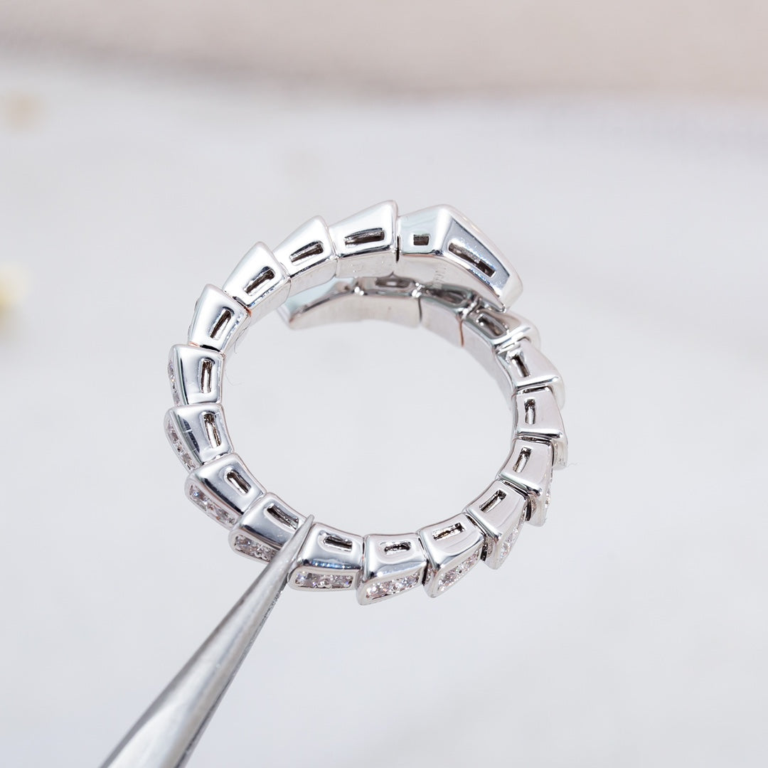 [⭐moonlume]SERPENTI RING SILVER DIAMOND PAVED 4MM