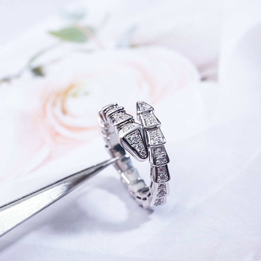 [⭐moonlume]SERPENTI RING SILVER DIAMOND PAVED 4MM