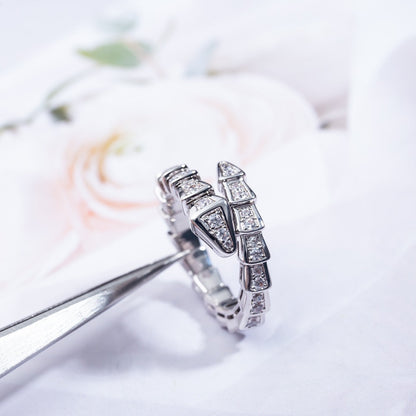 [⭐moonlume]SERPENTI RING SILVER DIAMOND PAVED 4MM