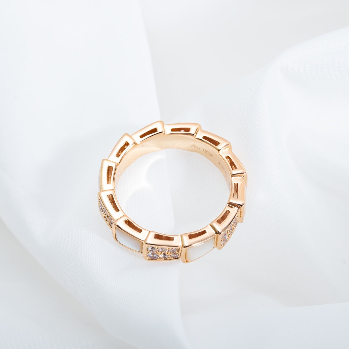 [⭐moonlume]SERPENTI RING PINK GOLD MOP DIAMOND PAVED 4MM
