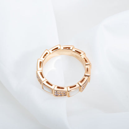[⭐moonlume]SERPENTI RING PINK GOLD MOP DIAMOND PAVED 4MM