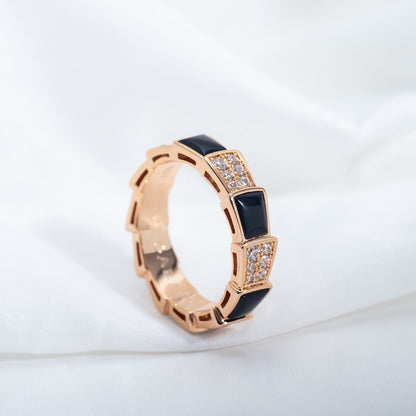 [⭐moonlume]SERPENTI RING PINK GOLD BLACK MOP DIAMOND PAVED 4MM