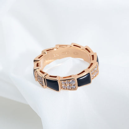 [⭐moonlume]SERPENTI RING PINK GOLD BLACK MOP DIAMOND PAVED 4MM
