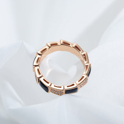 [⭐moonlume]SERPENTI RING PINK GOLD BLACK MOP DIAMOND PAVED 4MM
