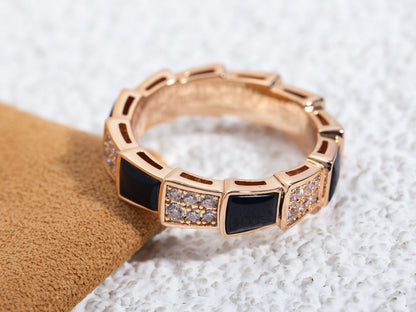 [⭐moonlume]SERPENTI RING PINK GOLD BLACK MOP DIAMOND PAVED 4MM